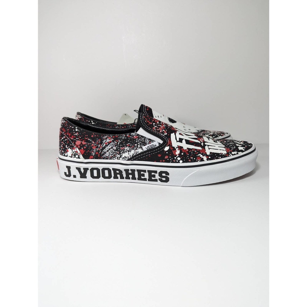 Vans Classic Slip Ons House of Terror Friday The 13th Jason Voorhees Sz 8.5 GITD